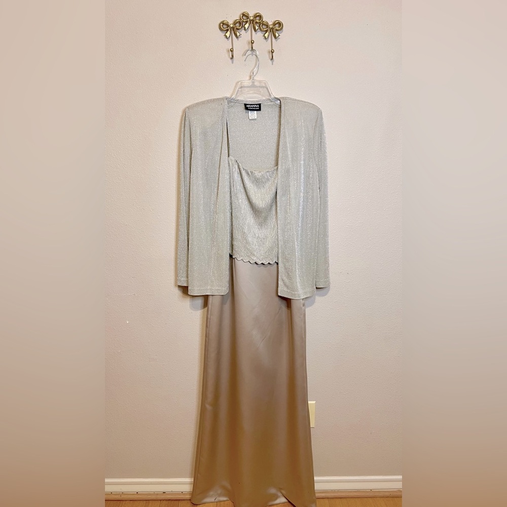 Rachel Kate Champagne and Silver Two-Piece Wedding Dress Ensemble